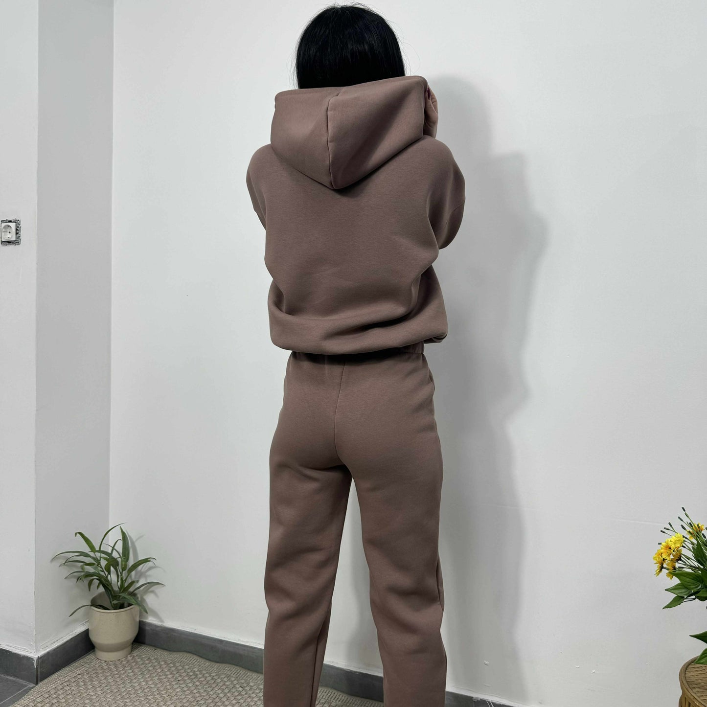 Ватиран комплект МИСТ от две части с качулка кафяв