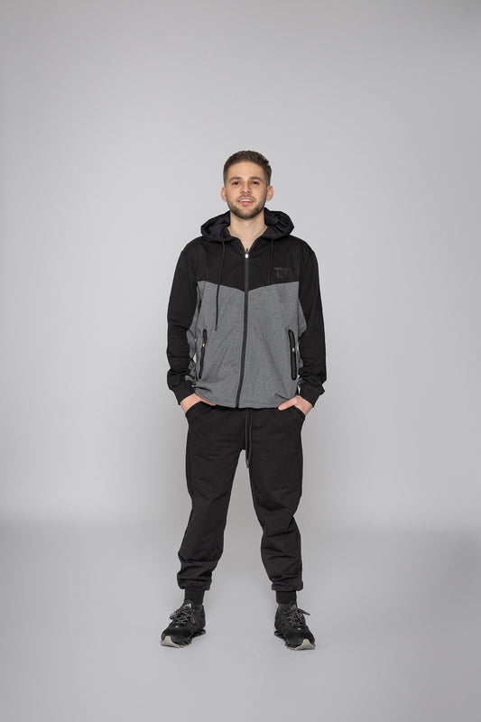 Мъжки спортен екип Ивайло TSB11B сиво черен Fit
