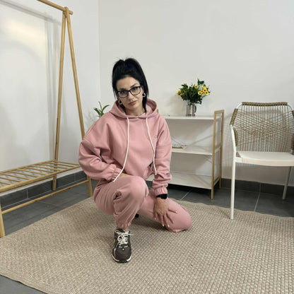 Ватиран комплект МИСТ от две части с качулка - розов