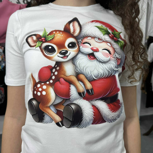 Дамска тениска Santa & deer