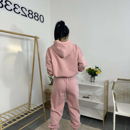 Ватиран комплект МИСТ от две части с качулка - розов