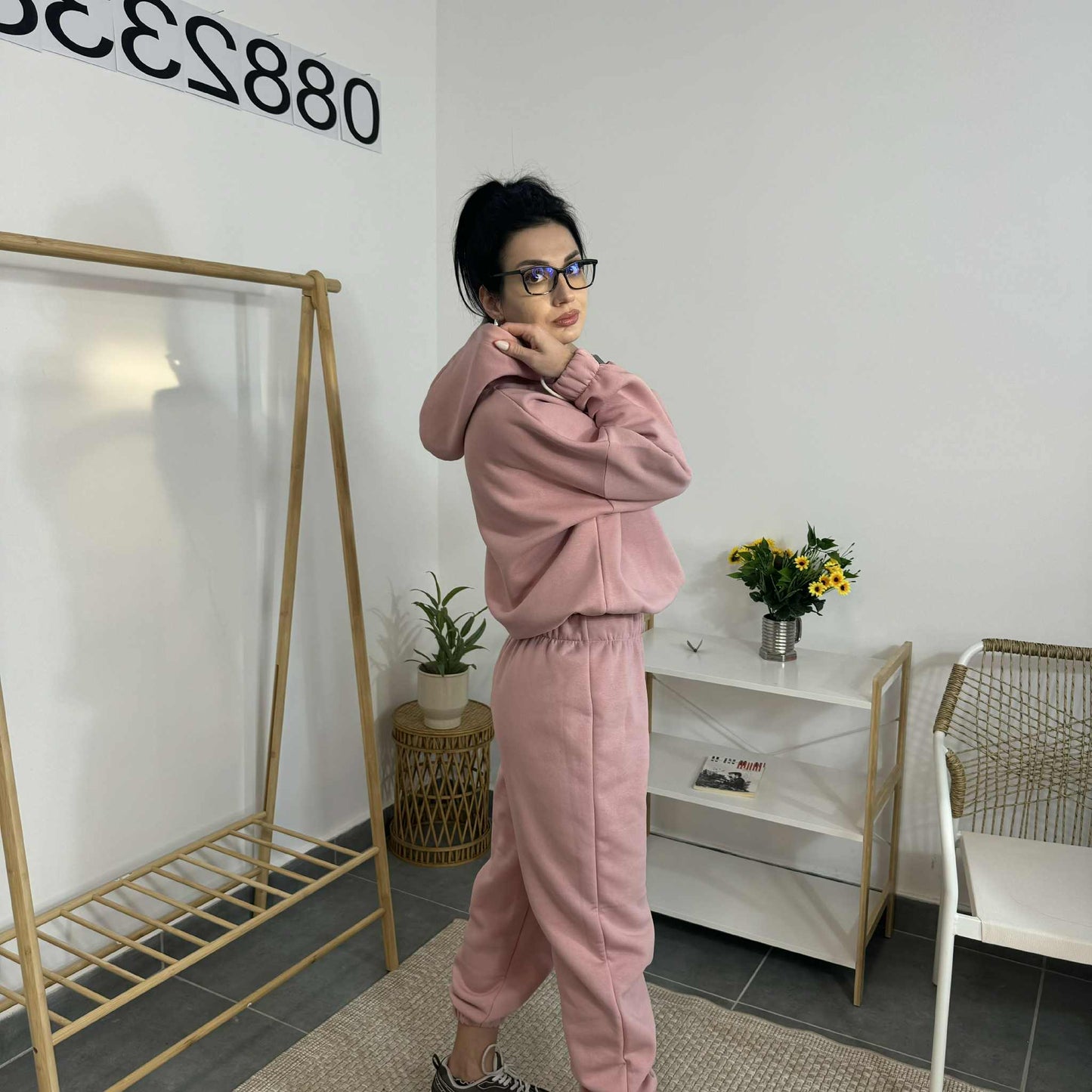 Ватиран комплект МИСТ от две части с качулка - розов