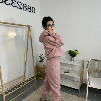 Ватиран комплект МИСТ от две части с качулка - розов