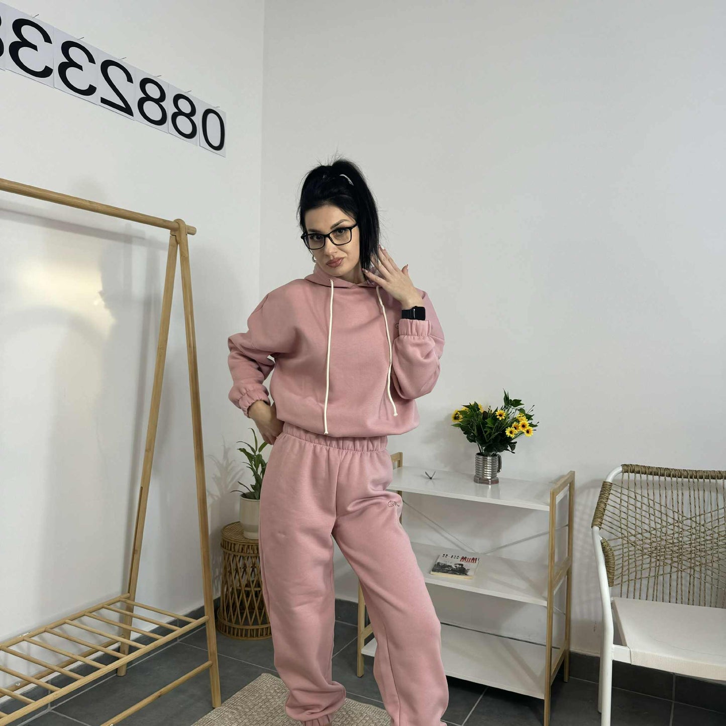 Ватиран комплект МИСТ от две части с качулка - розов