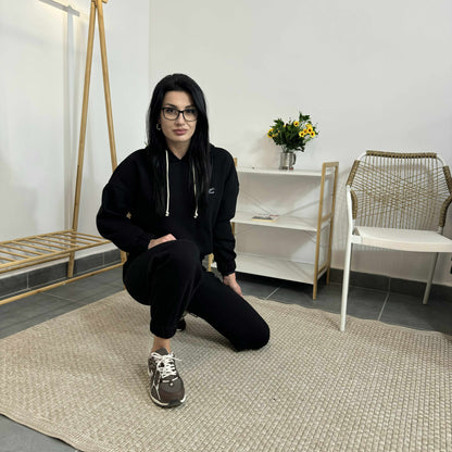 Ватиран комплект МИСТ от две части с качулка - черен