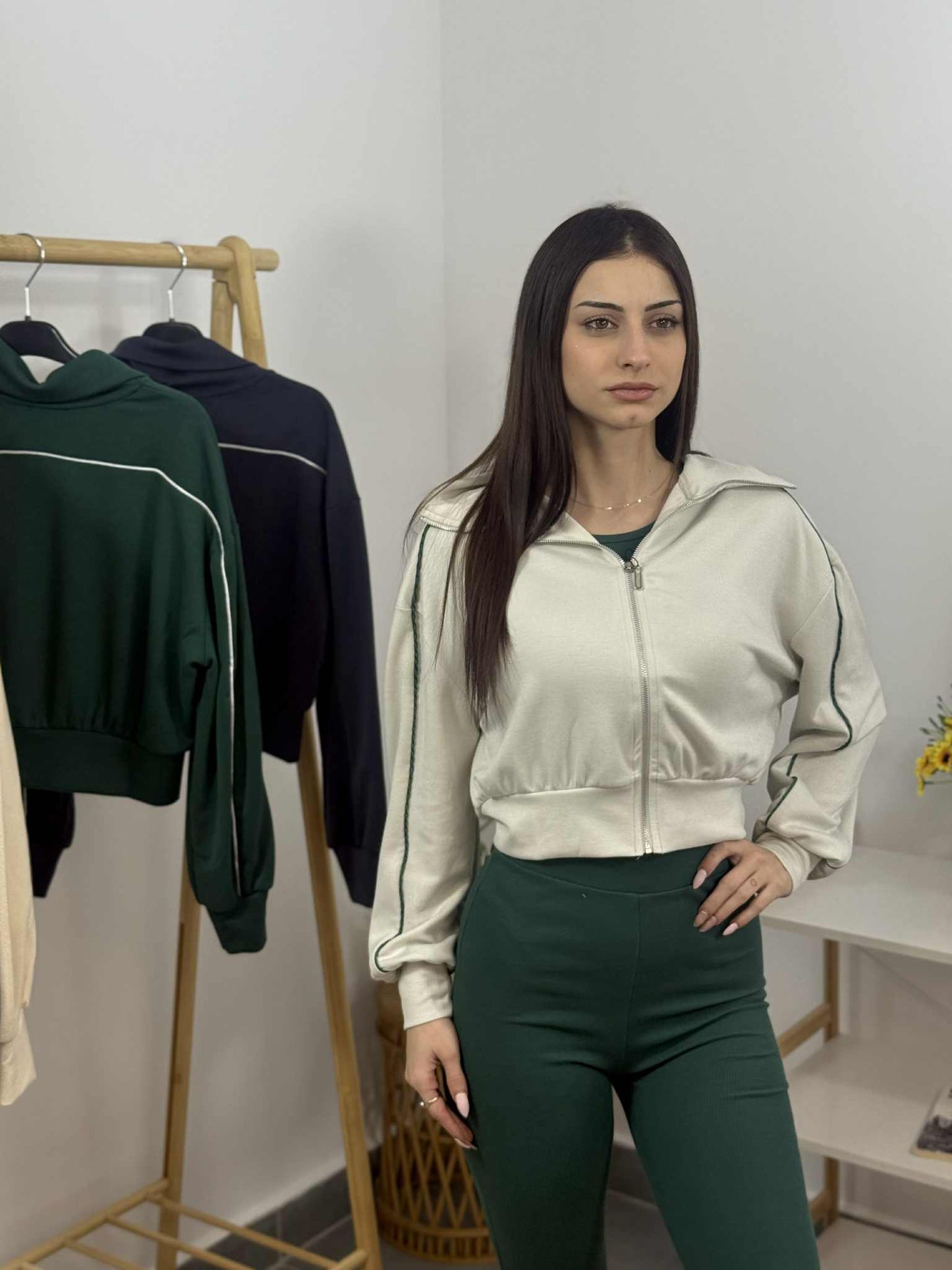 Дамска блуза с цип Лили 5539 екрю